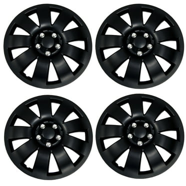 TuningPros WC-16-611-B 16-Inches Pop On Type Improved Hubcaps Wheel Skin Cover Matte Black Set of 4 